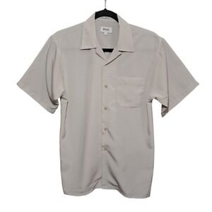 Pavo By Lastrada Men Button Shirt L Beige Loop Collar Camp Resort Lightweight